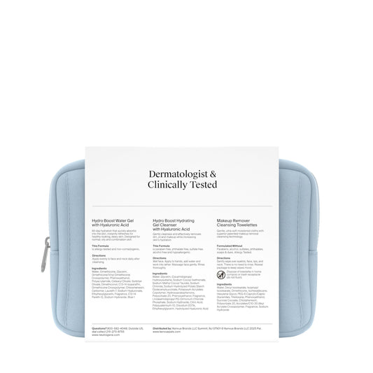 NEUTROGENA Refresh & Hydrate Skin Care Set, Gift Set with Tate McRae's Must-Haves, Includes Makeup Remover Wipes, Gel Facial Cleanser, & Water Gel Face Moisturizer, Travel Size, 3 Items