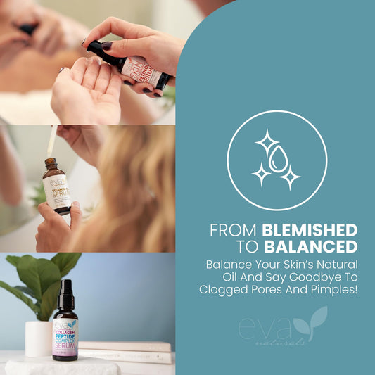 Eva Naturals Trifecta Face Serum Set – Retinol, Vitamin C & Peptides with Hyaluronic Acid & Niacinamide – Anti-Aging Skincare Bundle for Women – Collagen Boosting, Wrinkle & Spot Treatment