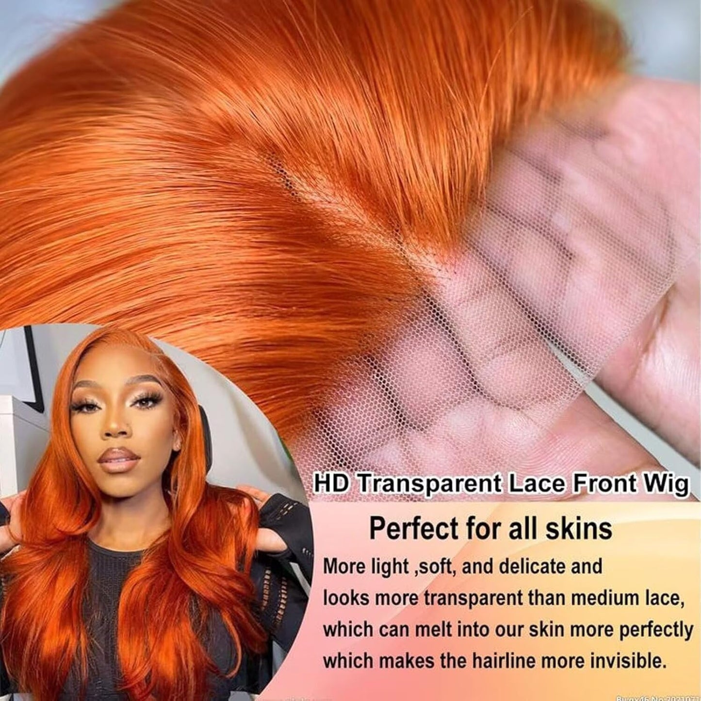 Arsola Ginger Orange 13x6 Lace Front Wigs Human Hair Straight Ginger Wig HD Transparent Lace Frontal Wigs #350 Colored Human Hair Wig Pre Plucked With Baby Hair 180 Density 30 Inch