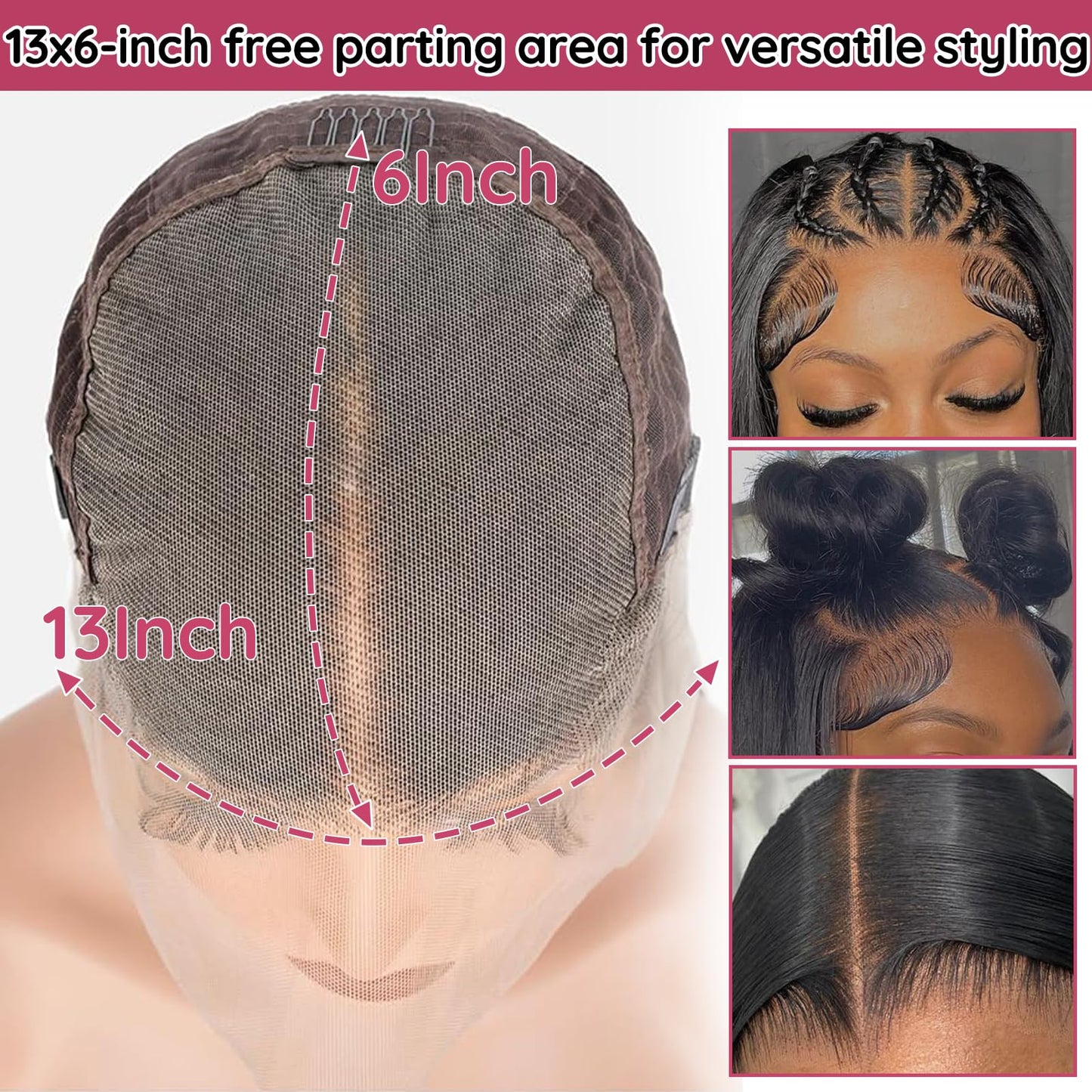 GOIHA 26 inch 13x6 HD Lace Front Human Hair Wig 200 Density 12A Virgin Hair Straight Lace Frontal Wig Pre Plucked with Baby Hair Glueless Wigs for Black Women Natural Color