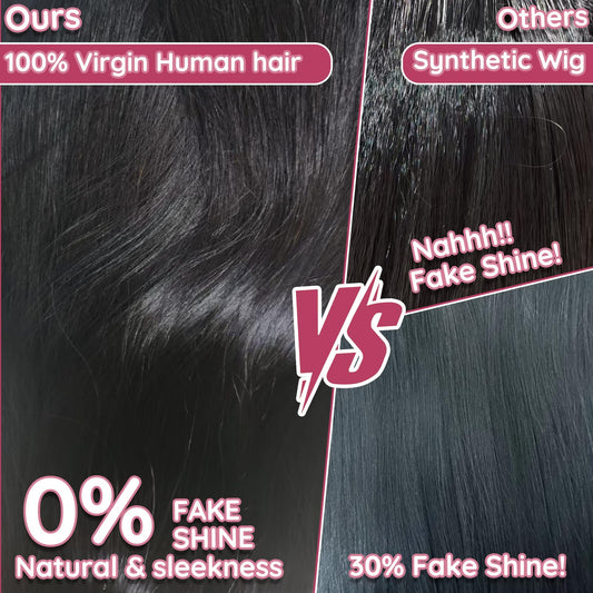 GOIHA 26 inch 13x6 HD Lace Front Human Hair Wig 200 Density 12A Virgin Hair Straight Lace Frontal Wig Pre Plucked with Baby Hair Glueless Wigs for Black Women Natural Color