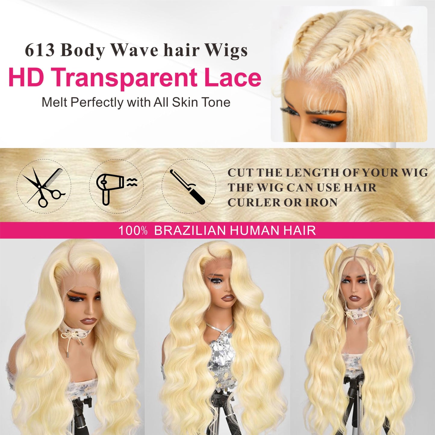 MARUOL 613 Lace Front Wig Human Hair 200 Density Body Wave Blonde Lace Front Wigs 22 Inch 613 Colored Blonde Wig Human Hair Pre Plucked Body Wave 13x4 HD Lace Frontal Wigs for Women with Baby Hair