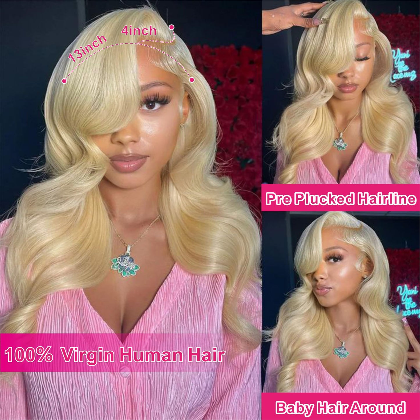 MARUOL 613 Lace Front Wig Human Hair 200 Density Body Wave Blonde Lace Front Wigs 22 Inch 613 Colored Blonde Wig Human Hair Pre Plucked Body Wave 13x4 HD Lace Frontal Wigs for Women with Baby Hair