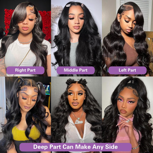 WPRWPR 30 inch Lace Front Wig Human Hair Pre Plucked 13x6 Body Wave HD Lace Front Wigs Human Hair for Women 180% Density Glueless Brazilian Virgin Human Hair Wig with Baby Hair Natural Black