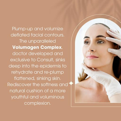 Consult Beaute Volumagen - Collagen Facial Serum Concentrate for Nourishing & Plumping Skin - Hydrates and Temporarily Fills for Smoother, Bouncy Skin - Hyaluronic Acid & Vitamin C - 2 Fl. Oz.