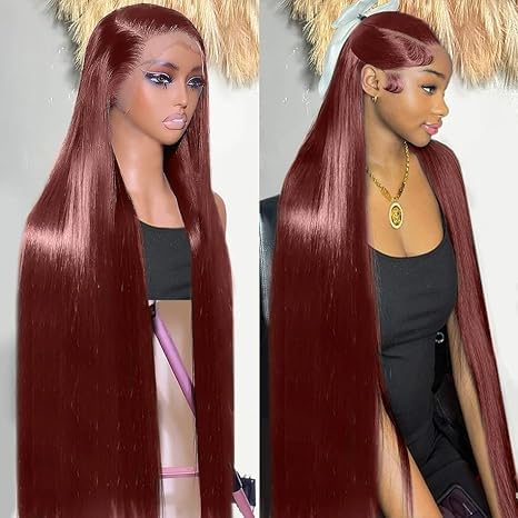 250 Density Straight Lace Front Wigs Human Hair Pre Plucked 13x4 HD Transparent Lace Front Wigs Human Hair for Women Reddish Brown Lace Front Wigs HumanHair 33# Colored Brazilian Human Hair Wig 26Inch