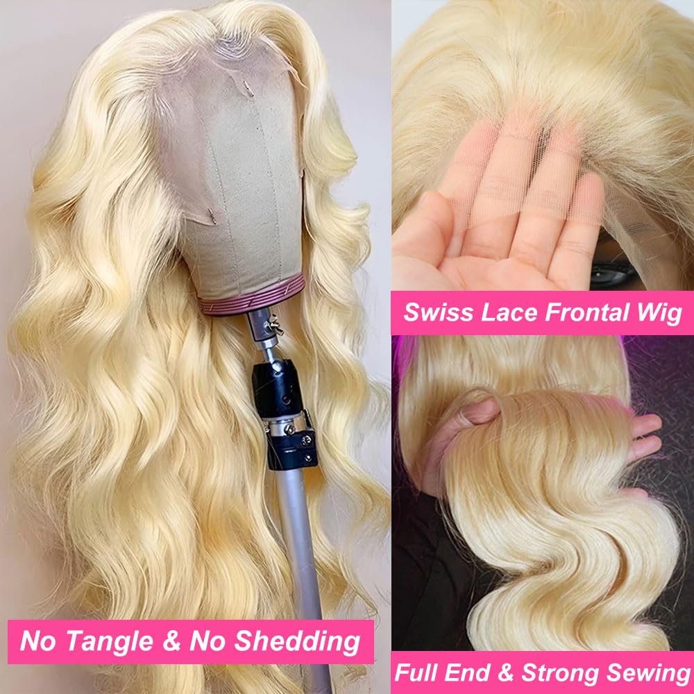 MARUOL 613 Lace Front Wig Human Hair 200 Density Body Wave Blonde Lace Front Wigs 22 Inch 613 Colored Blonde Wig Human Hair Pre Plucked Body Wave 13x4 HD Lace Frontal Wigs for Women with Baby Hair