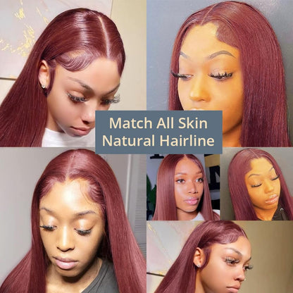 250 Density Straight Lace Front Wigs Human Hair Pre Plucked 13x4 HD Transparent Lace Front Wigs Human Hair for Women Reddish Brown Lace Front Wigs HumanHair 33# Colored Brazilian Human Hair Wig 26Inch