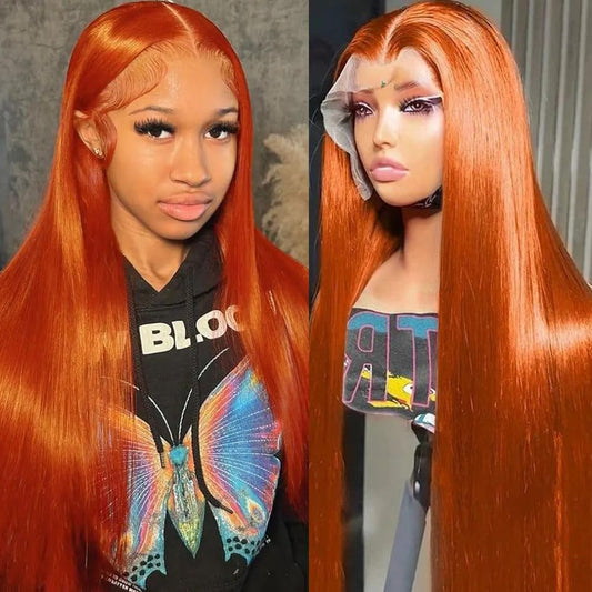 Arsola Ginger Orange 13x6 Lace Front Wigs Human Hair Straight Ginger Wig HD Transparent Lace Frontal Wigs #350 Colored Human Hair Wig Pre Plucked With Baby Hair 180 Density 30 Inch