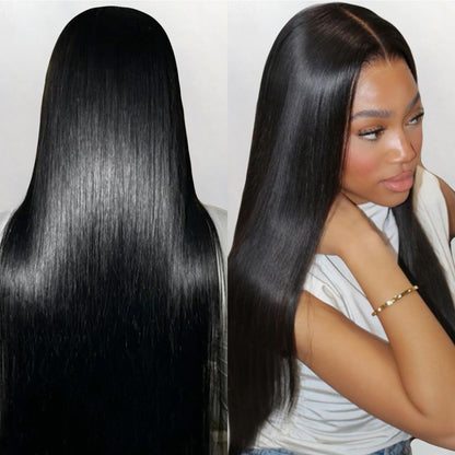 GOIHA 26 inch 13x6 HD Lace Front Human Hair Wig 200 Density 12A Virgin Hair Straight Lace Frontal Wig Pre Plucked with Baby Hair Glueless Wigs for Black Women Natural Color