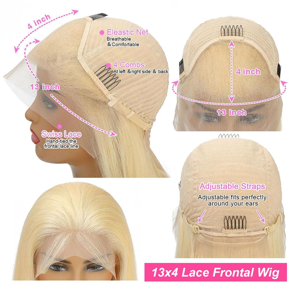 MARUOL 613 Lace Front Wig Human Hair 200 Density Body Wave Blonde Lace Front Wigs 22 Inch 613 Colored Blonde Wig Human Hair Pre Plucked Body Wave 13x4 HD Lace Frontal Wigs for Women with Baby Hair