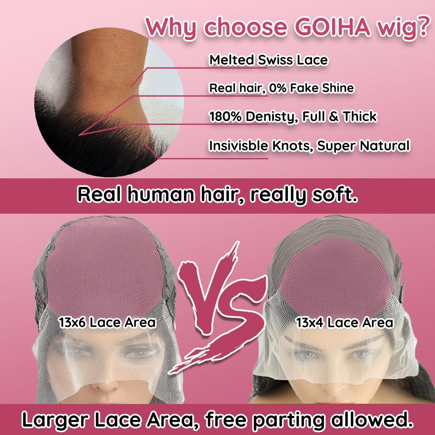 GOIHA 26 inch 13x6 HD Lace Front Human Hair Wig 200 Density 12A Virgin Hair Straight Lace Frontal Wig Pre Plucked with Baby Hair Glueless Wigs for Black Women Natural Color