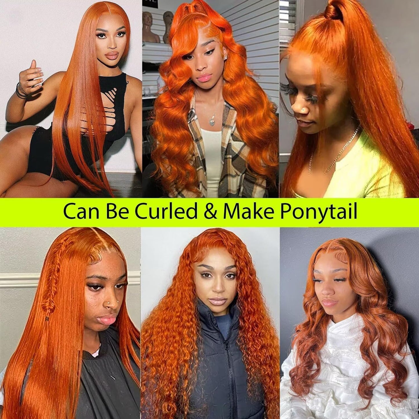 Arsola Ginger Orange 13x6 Lace Front Wigs Human Hair Straight Ginger Wig HD Transparent Lace Frontal Wigs #350 Colored Human Hair Wig Pre Plucked With Baby Hair 180 Density 30 Inch