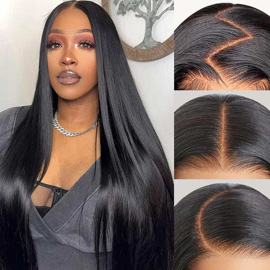 GOIHA 26 inch 13x6 HD Lace Front Human Hair Wig 200 Density 12A Virgin Hair Straight Lace Frontal Wig Pre Plucked with Baby Hair Glueless Wigs for Black Women Natural Color