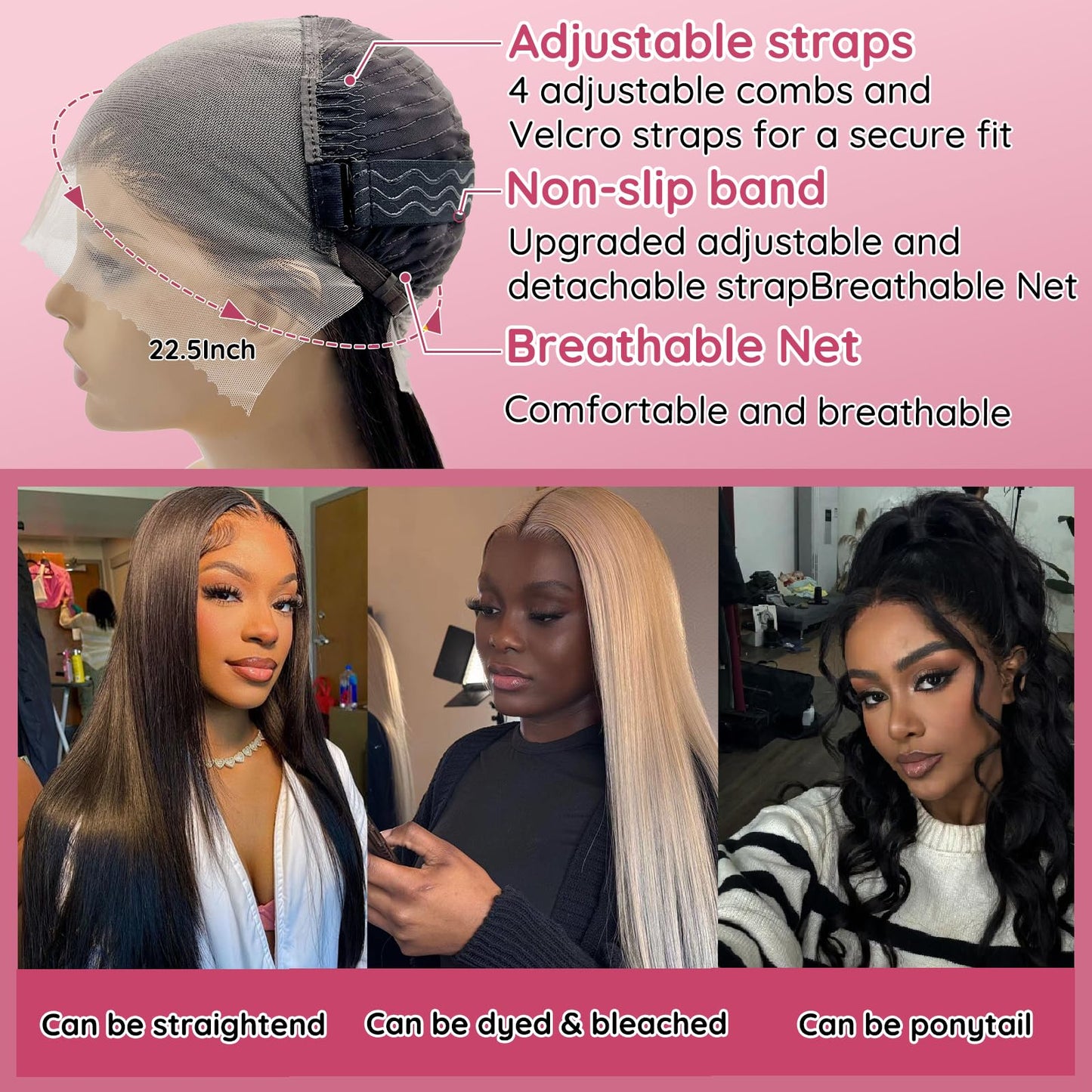 GOIHA 26 inch 13x6 HD Lace Front Human Hair Wig 200 Density 12A Virgin Hair Straight Lace Frontal Wig Pre Plucked with Baby Hair Glueless Wigs for Black Women Natural Color