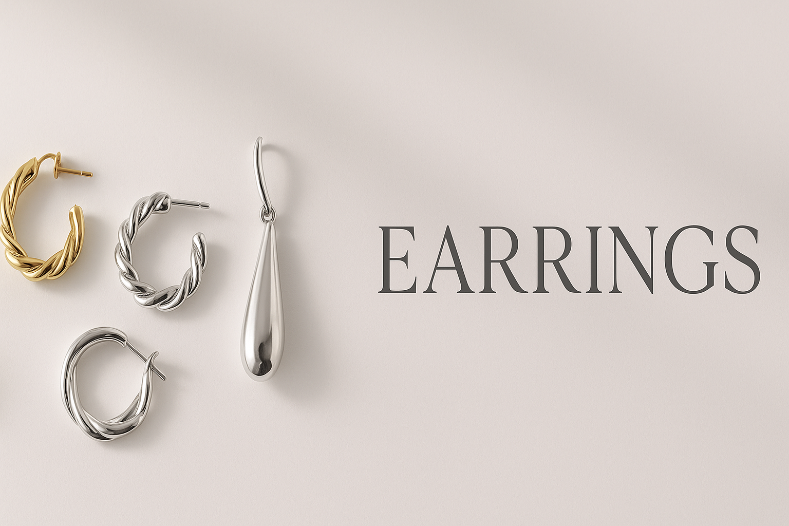 create image banner for  EARRINGS that should looks simple and HD in image