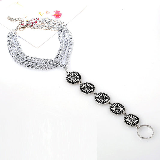 European and American fashion personality retro carved three layer even exaggerated fringed Anklets toe foot ornaments